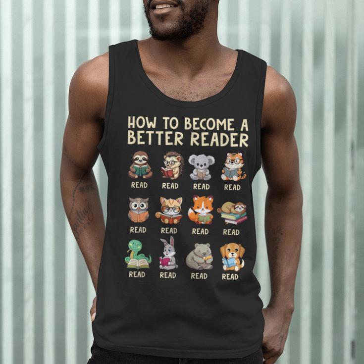 How To Become A Better Reader Animals Reading Teacher Men Tank Top, novelty gifts, funny gifts