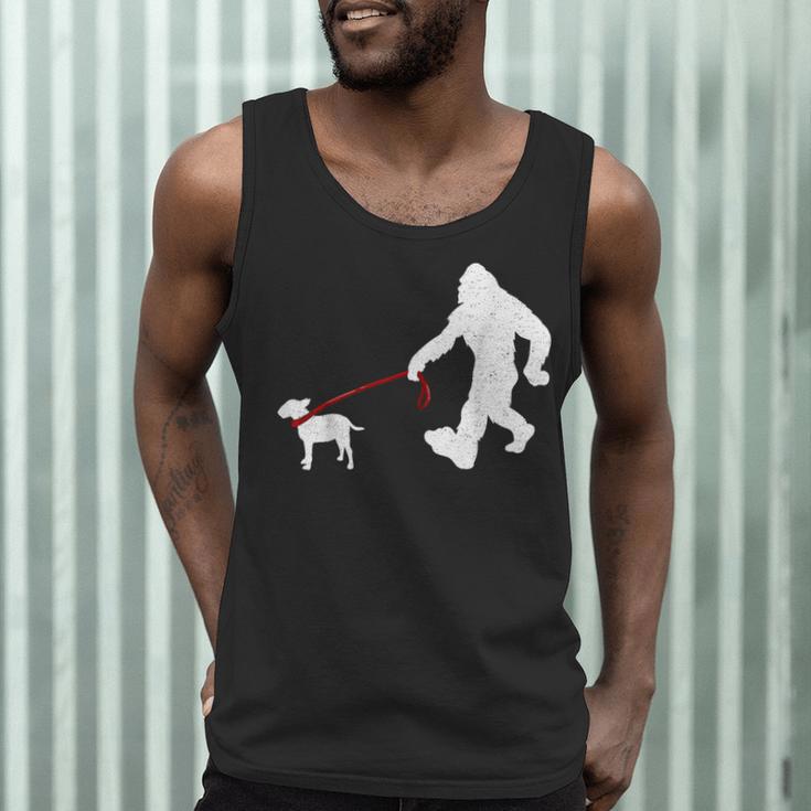 Bigfoot Walking With Bull Terrier Dog Men Tank Top, novelty gifts, funny gifts