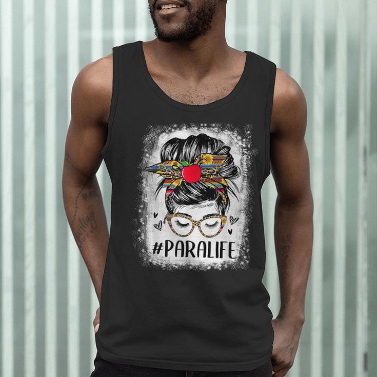 Bleached Teacher Para Life Paraprofessional Cute Messy Bun For Men Women Girls Kids Men Tank Top, novelty gifts, funny gifts