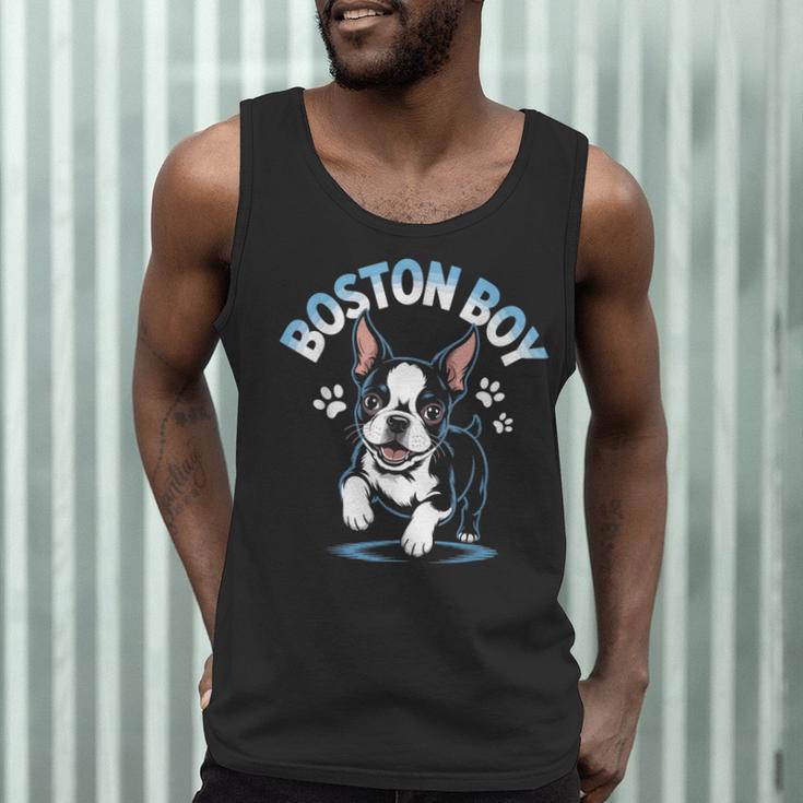 Boston Terrier Boy Cute Cartoon Dog Owner Pet Boston Terrier Men Tank Top, novelty gifts, funny gifts
