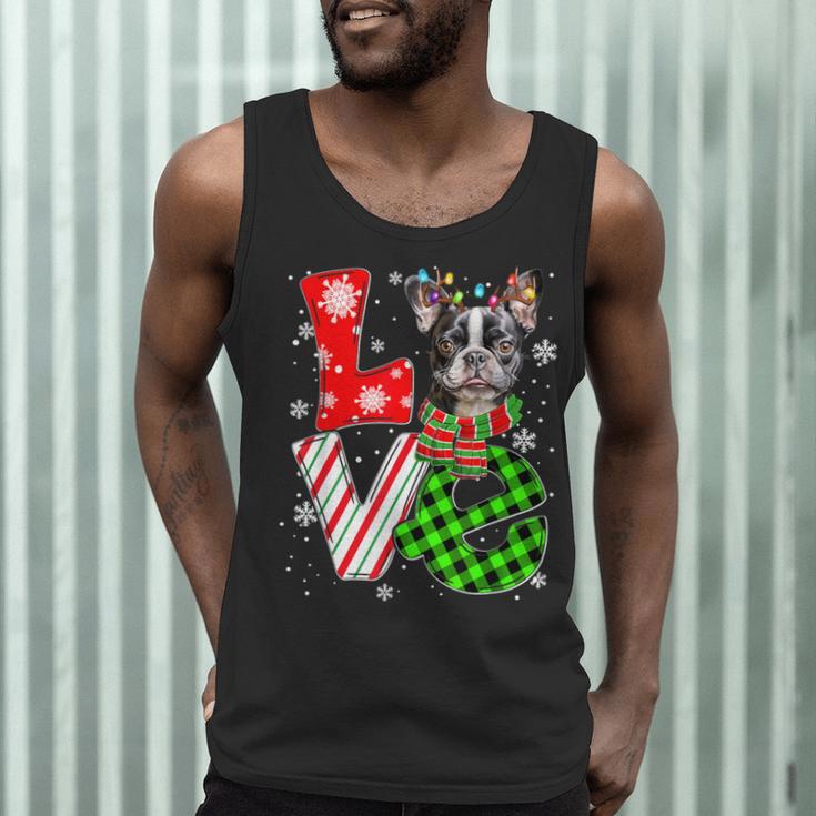 Boston Terrier Christmas Tree Lights Santa Dog Xmas For Men Women Kids Men Tank Top, novelty gifts, funny gifts