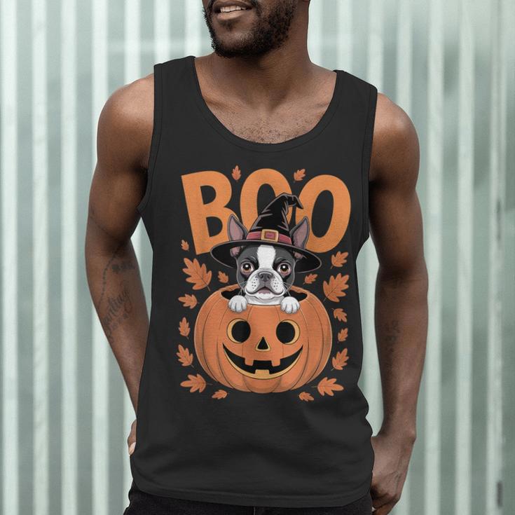 Boston Terrier Costume On Pumpkin Halloween Boston Terrier Men Tank Top, novelty gifts, funny gifts