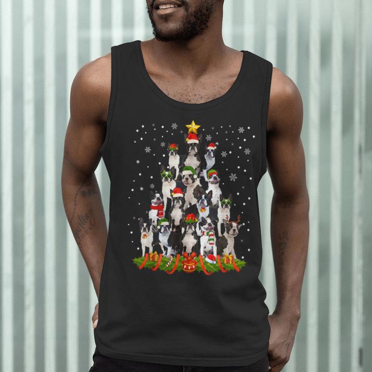 Boston Terrier Dog Christmas Tree Santa Hat Xmas Pajama Men Women Kids Men Tank Top, novelty gifts, funny gifts