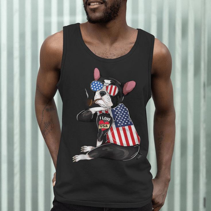 Boston Terrier Dog Merica 4th Of July Usa American Flag Men Men Tank Top, novelty gifts, funny gifts