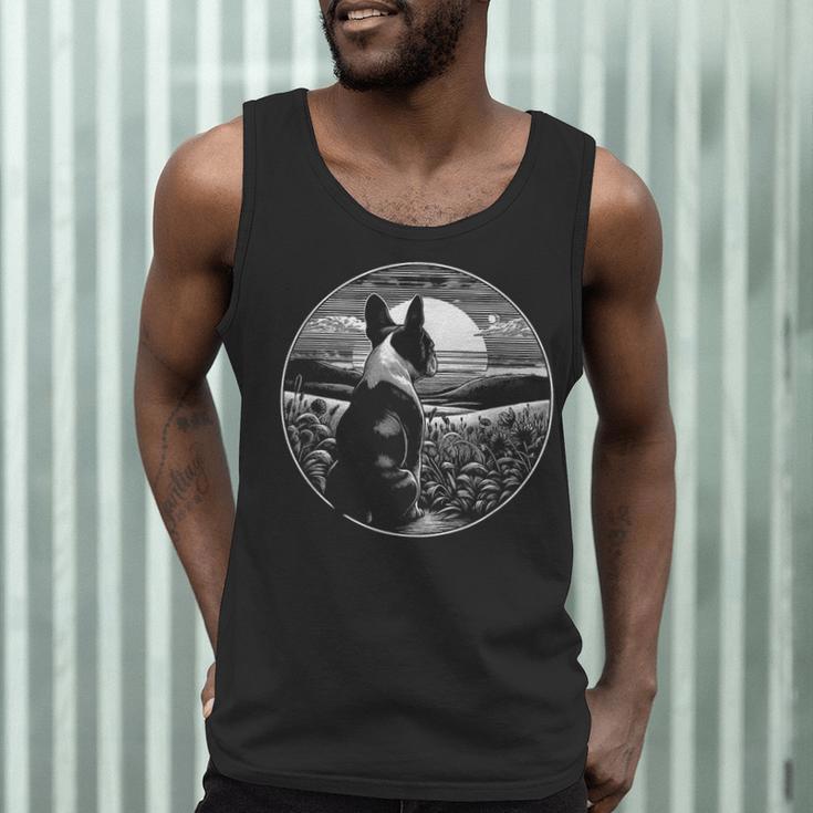 Boston Terrier Dog Nature Scene Graphic Art Men Women Girls Kids Men Tank Top, novelty gifts, funny gifts