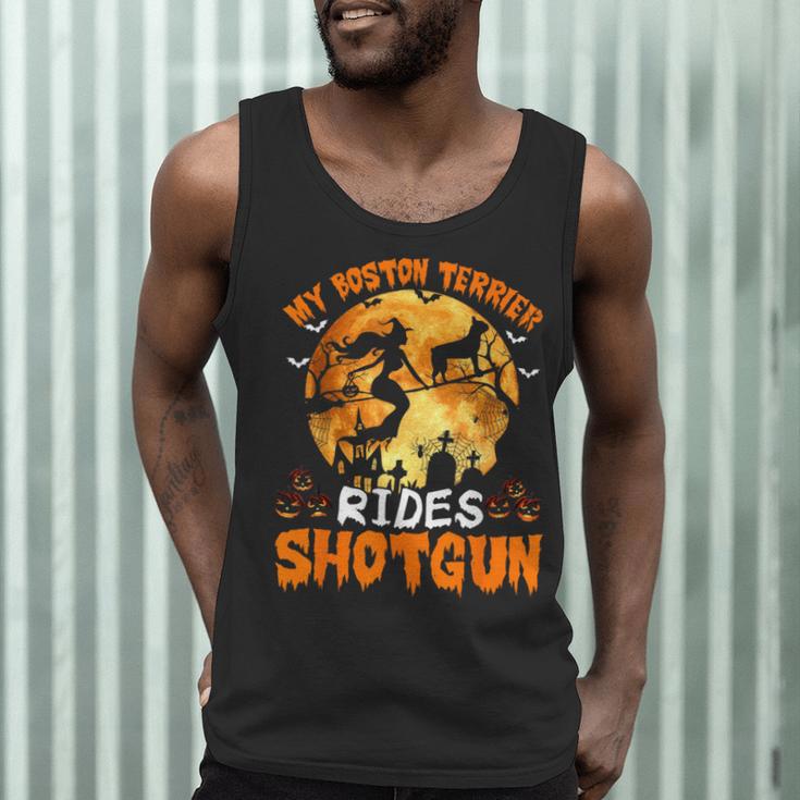 My Boston Terrier Dog Rides Shotgun Witch Halloween Men Women Men Tank Top, novelty gifts, funny gifts