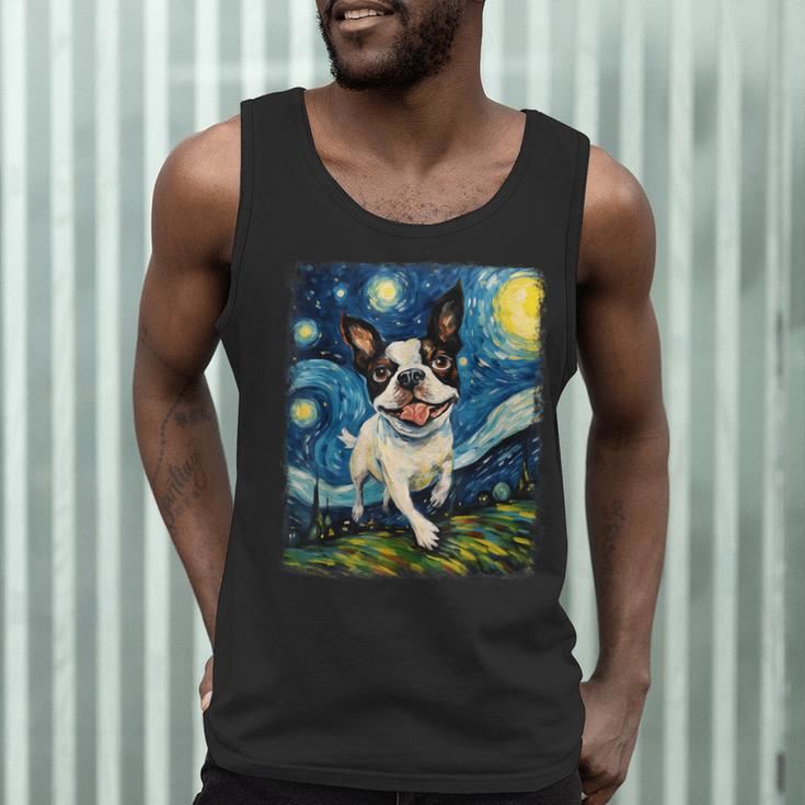 Boston Terrier Dog Starry Night Painting Men Tank Top, novelty gifts, funny gifts