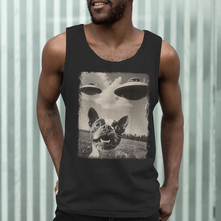Boston Terrier Dog UFO Alien Extraterrestrial Selfie Men Tank Top, novelty gifts, funny gifts