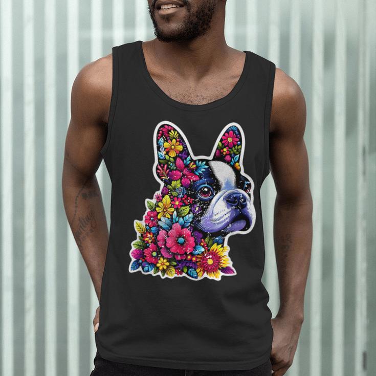 Boston Terrier Floral Vintage Dog Mom Distressed Men Women Kids Men Tank Top, novelty gifts, funny gifts