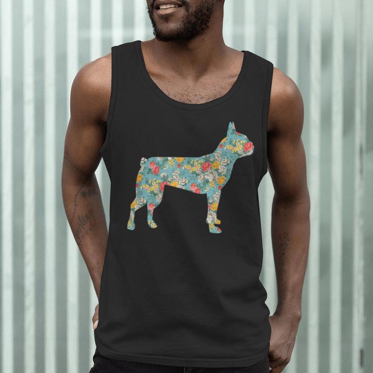 Boston Terrier Flower Silhouette Floral Dog Men Women Girls Kids Men Tank Top, novelty gifts, funny gifts