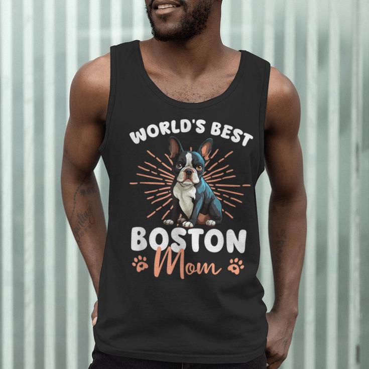 Boston Terrier Groovy World's Best Boston Mom Men Tank Top, novelty gifts, funny gifts