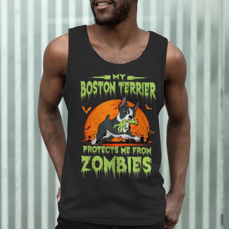 Boston Terrier Halloween Zombie American Gentleman Dog Lover Men Tank Top, novelty gifts, funny gifts