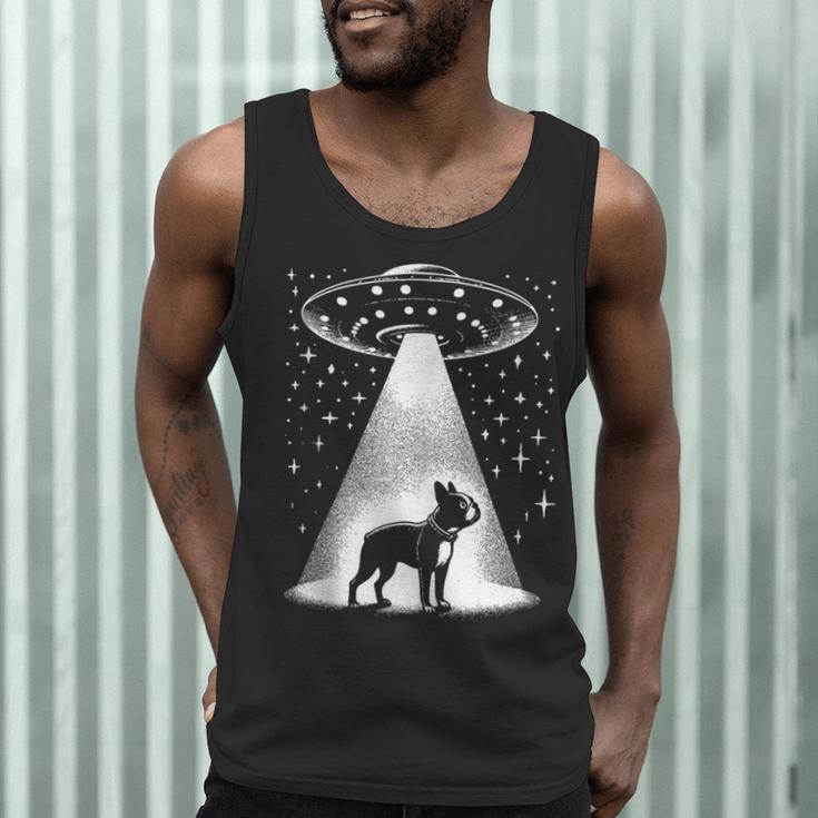 Boston Terrier Mom Dad Dog Alien UFO Men Tank Top, novelty gifts, funny gifts