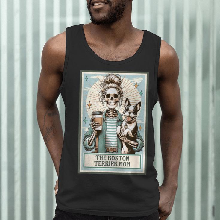 The Boston Terrier Mom Skeleton Spooky Season Halloween Men Tank Top, novelty gifts, funny gifts