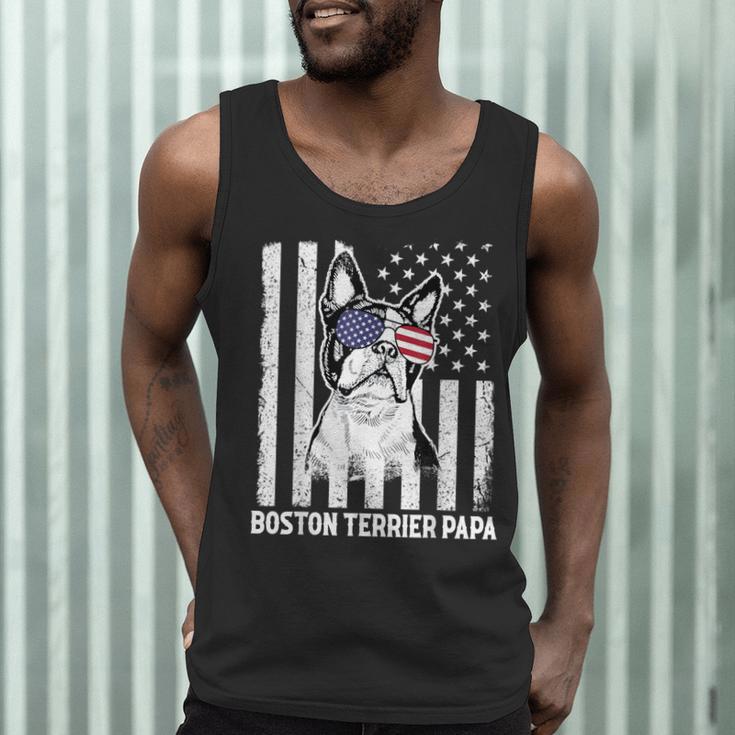Boston Terrier Papa Cool Dog Lover USA American Flag Men Women Men Tank Top, novelty gifts, funny gifts