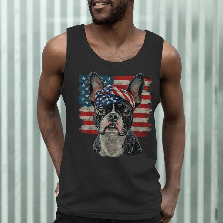 Boston Terrier Patriotic 4th Of July USA American Flag Men Tank Top, novelty gifts, funny gifts