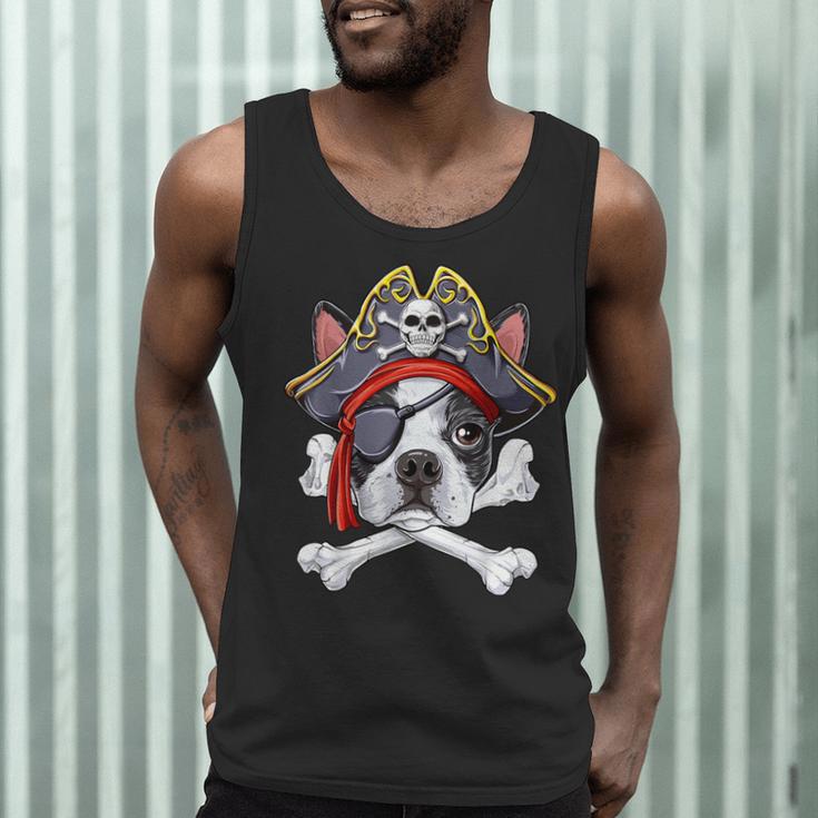 Boston Terrier Pirate T Shirt Jolly Roger Crossbones Skull Men Tank Top, novelty gifts, funny gifts