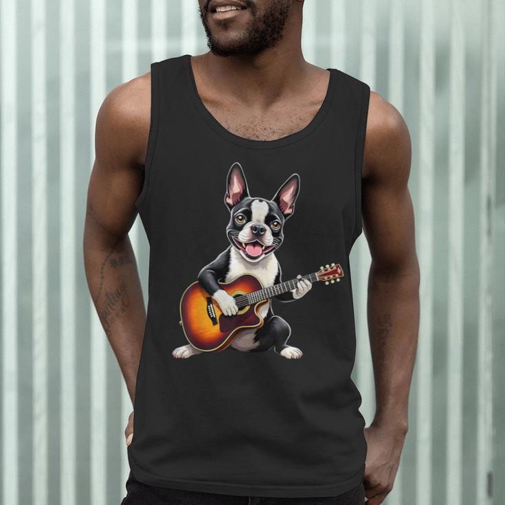 Boston Terrier Playing Guitar Boston Terrier Men Tank Top, novelty gifts, funny gifts