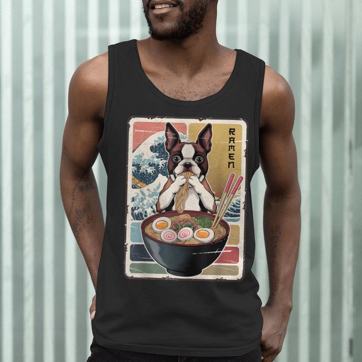 Boston Terrier Ramen Noodles Japanese Art Retro Ocean Waves Men Tank Top, novelty gifts, funny gifts