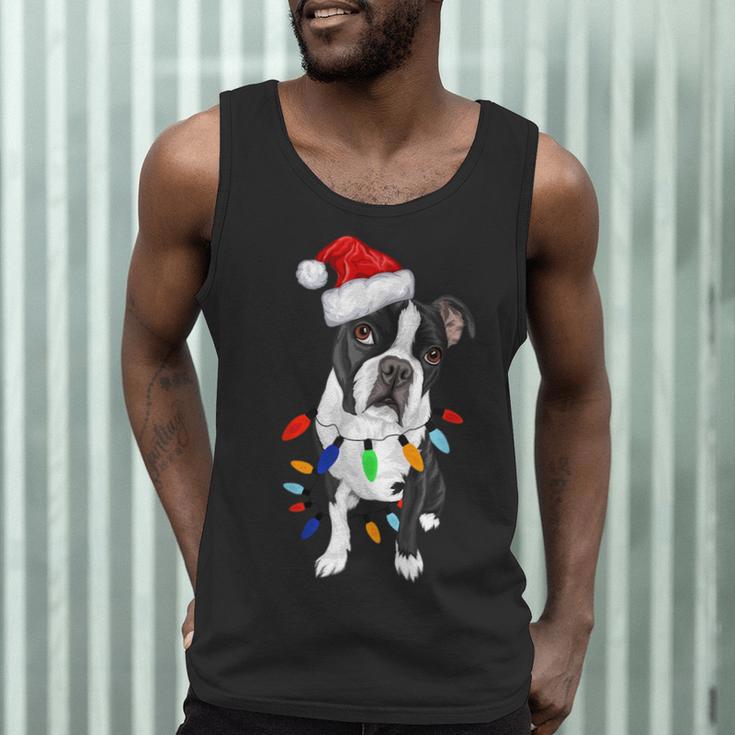 Boston Terrier Santa Christmas Lights Xmas Dog Lover Men Women Kids Men Tank Top, novelty gifts, funny gifts