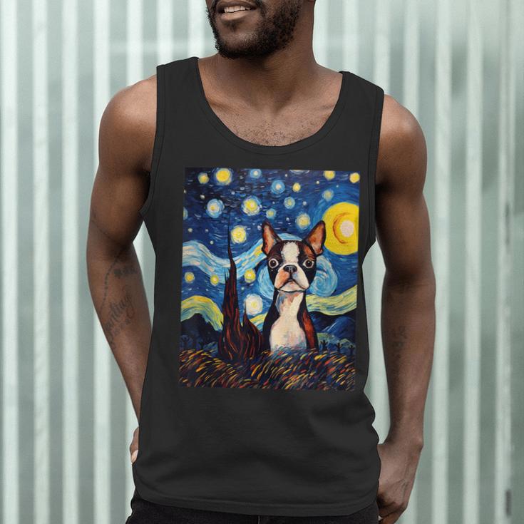 Boston Terrier Starry Night Van Gogh Art Men Tank Top, novelty gifts, funny gifts