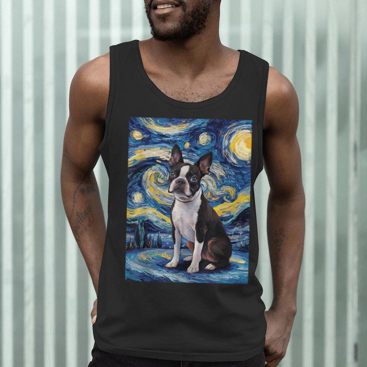 Boston Terrier Van Gogh Starry Night Men Tank Top, novelty gifts, funny gifts