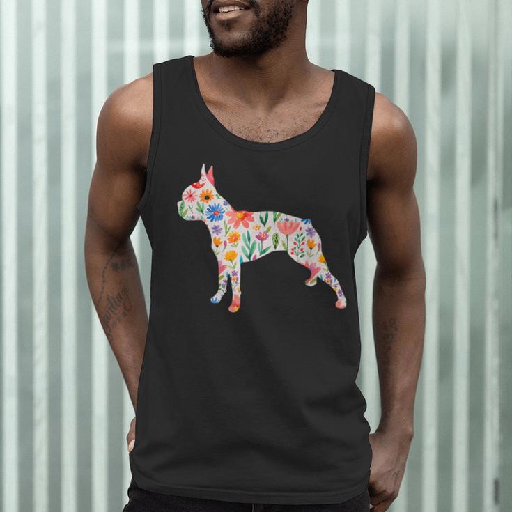 Boston Terrier Watercolor Flowers Men Tank Top, novelty gifts, funny gifts