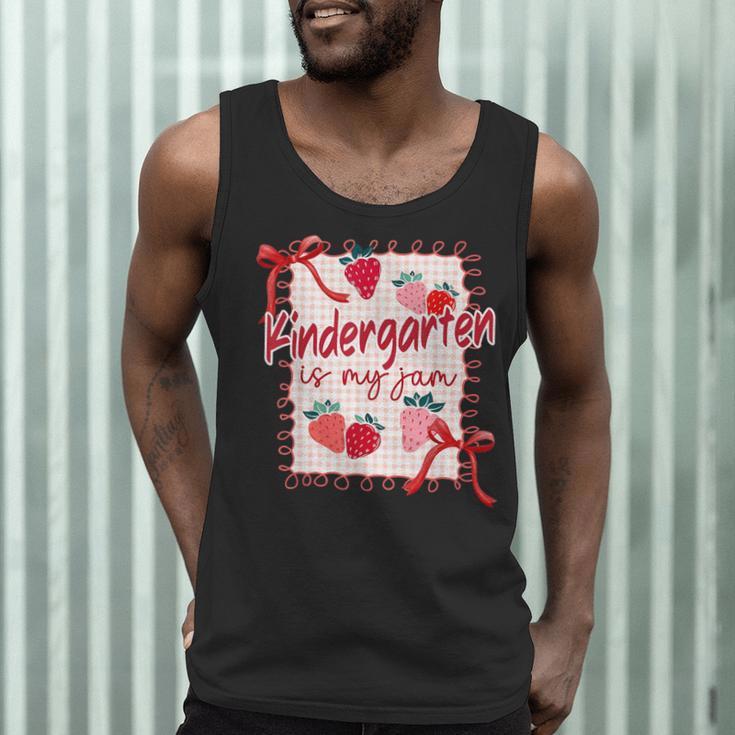 Bow Strawberry Kindergarten Is My Jam Teacher Kinder Team Men Tank Top, novelty gifts, funny gifts Bow Strawberry Kindergarten Is My Jam Teacher Kinder Team Men Tank Top, novelty gifts, funny gifts