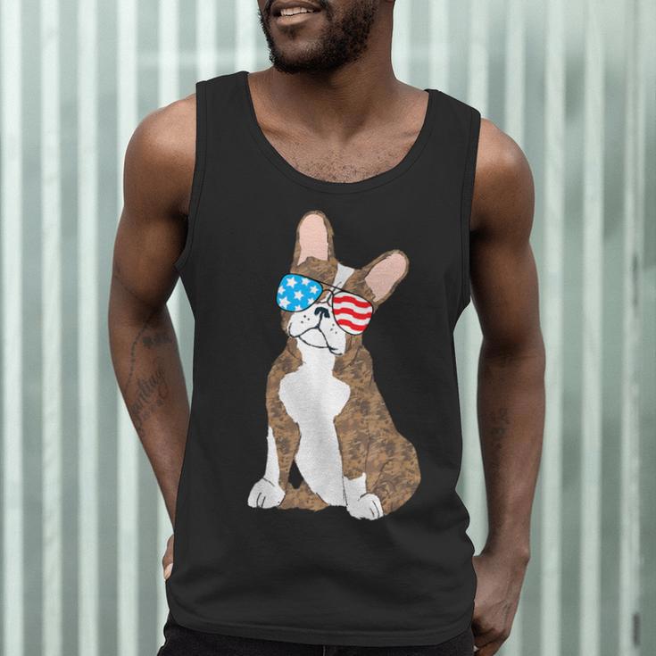 Brindle Boston Terrier Dog Patriotic Shirt USA Flag Men Tank Top, novelty gifts, funny gifts