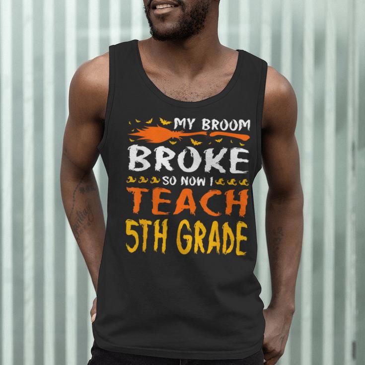 My Broom Broke So Now I Teach 5th Grade Halloween Teacher Men Tank Top, novelty gifts, funny gifts