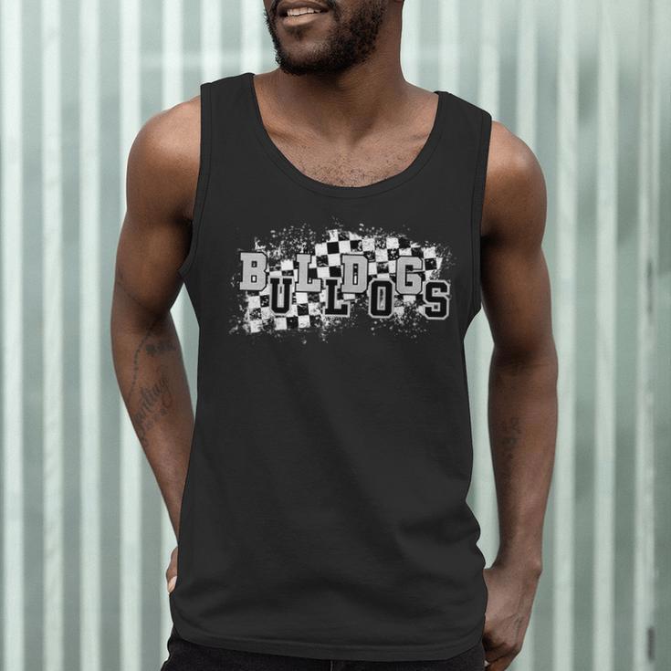 Bulldogs School Spirit Bulldog Pride Checkered Teacher Men Tank Top, novelty gifts, funny gifts
