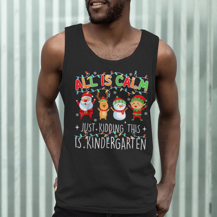 All Is Calm Xmas Kindergarten Christmas Season Teacher Men Tank Top, novelty gifts, funny gifts