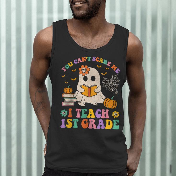 You Can't Scare Me I Teach 1st Grade Teacher Halloween Ghost Men Tank Top, novelty gifts, funny gifts