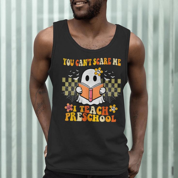 You Can't Scare Me I Teach Preschool Ghost Halloween Teacher Men Tank Top, novelty gifts, funny gifts