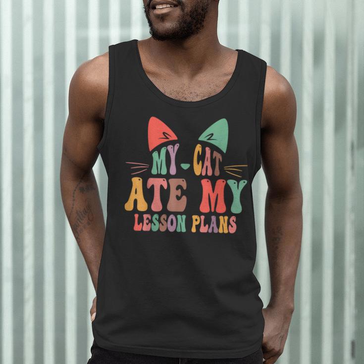 My Cat Ate My Lesson Plans Teacher Sarcastic Men Tank Top, novelty gifts, funny gifts