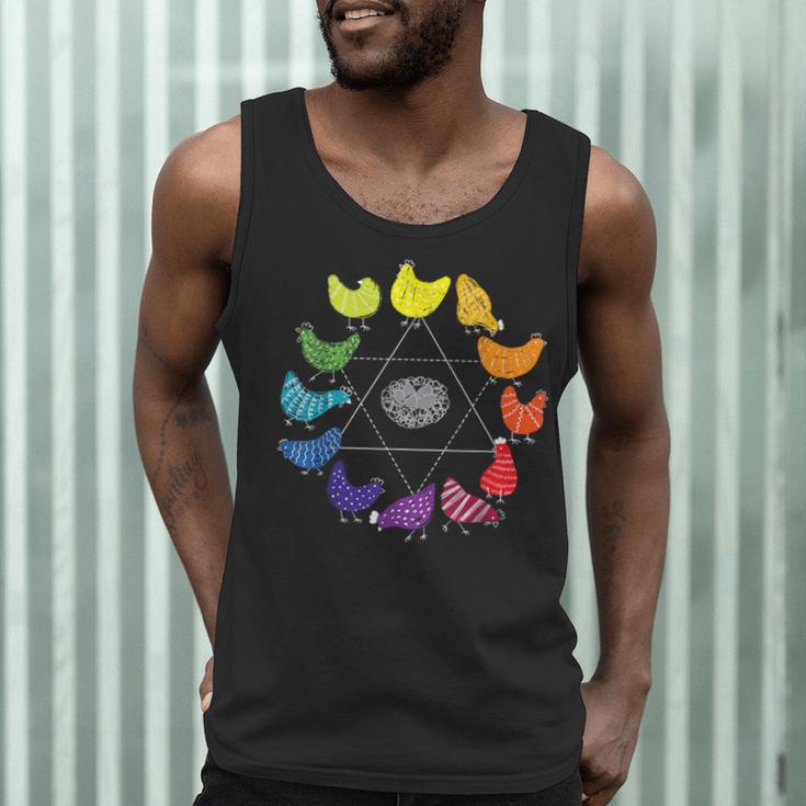 Chicken Themed Color Wheel Educational Art Teacher Artist Men Women Girls Kids Men Tank Top, novelty gifts, funny gifts