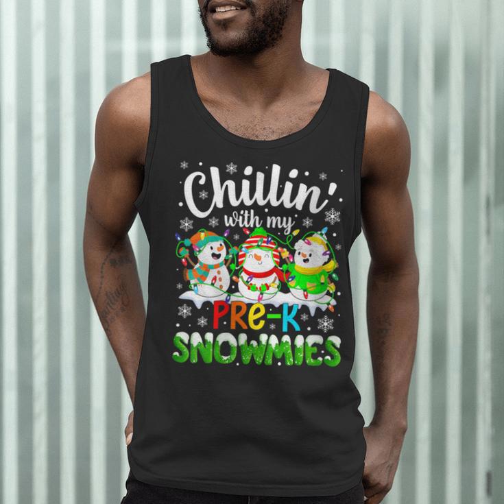 Chillin With My Pre-K Snowmies Christmas Teacher Xmas Men Tank Top, novelty gifts, funny gifts