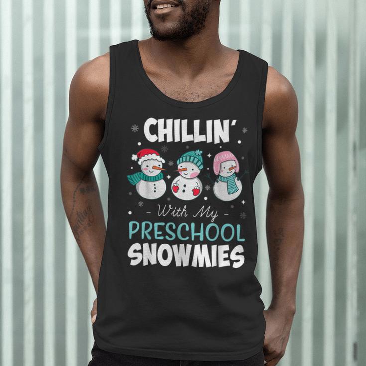 Chillin' With My Preschool Snowmies Teacher Christmas Men Women Kids Men Tank Top, novelty gifts, funny gifts