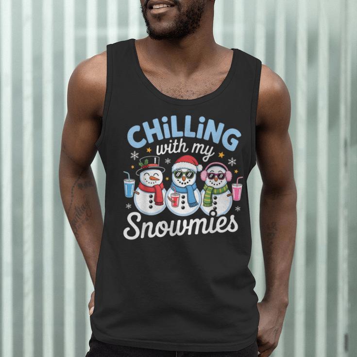 Chillin With My Snowmie Women Christmas Snowman Teacher Snow Men Tank Top, novelty gifts, funny gifts