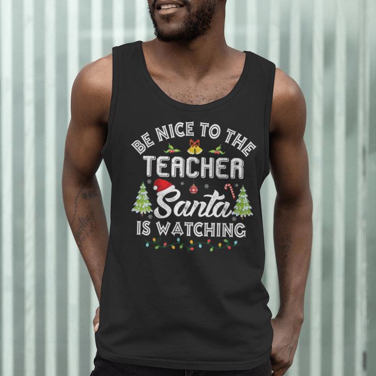 Christmas Be Nice To The Teacher Santa Is Watching Xmas Men Tank Top, novelty gifts, funny gifts Christmas Be Nice To The Teacher Santa Is Watching Xmas Men Tank Top, novelty gifts, funny gifts