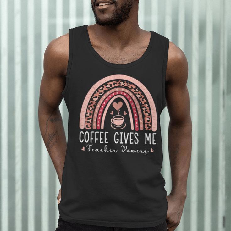 Coffee Gives Me Teacher Powers Leopard Rainbow Teacher Men Tank Top, novelty gifts, funny gifts Coffee Gives Me Teacher Powers Leopard Rainbow Teacher Men Tank Top, novelty gifts, funny gifts