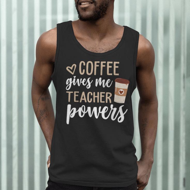 Coffee Gives Me Teacher Powers Teacher Men Tank Top, novelty gifts, funny gifts