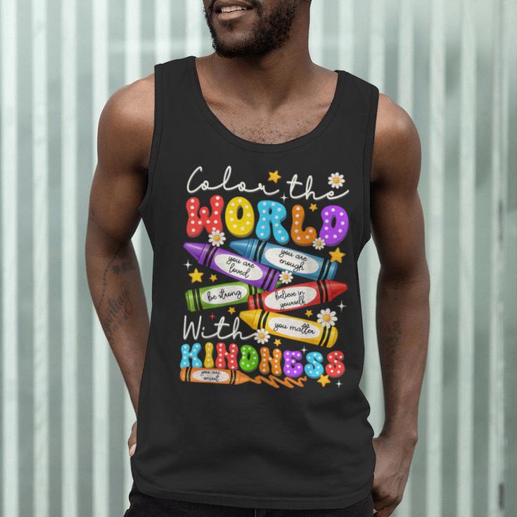 Color The World With Kindness Crayon Positivity Teacher Men Tank Top, novelty gifts, funny gifts