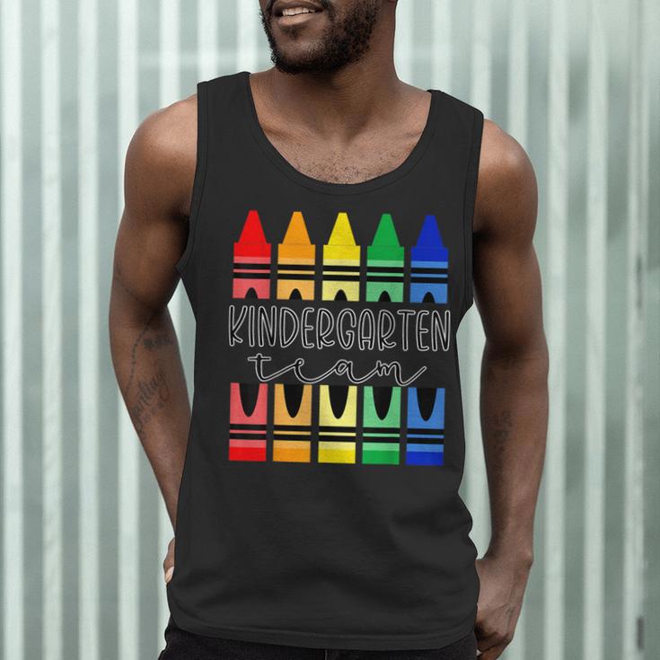 Colorful Crayon Kindergarten Team Tee For Teachers Students Men Women Kids Men Tank Top, novelty gifts, funny gifts