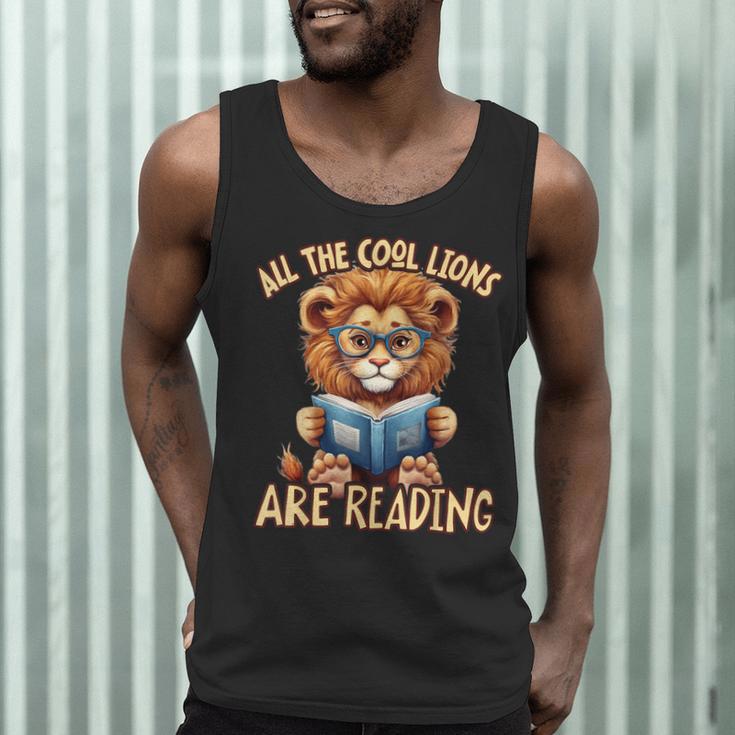 All The Cool Lions Are Reading Lion Teacher Men Women Kids Men Tank Top, novelty gifts, funny gifts