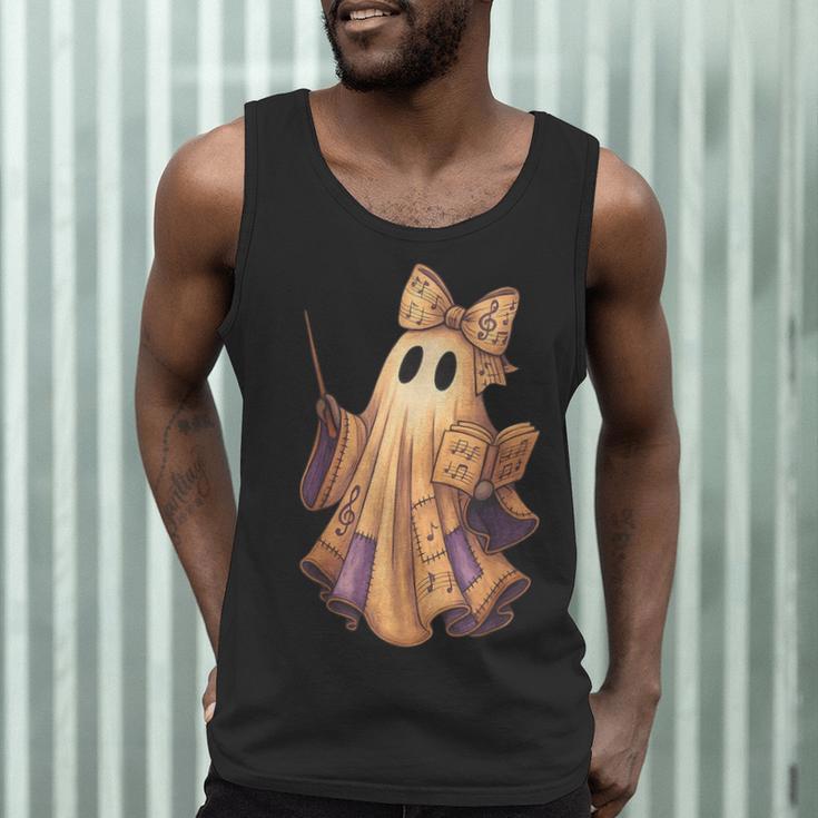 Coquette Music Note Patchwork Ghost Music Teacher Halloween Men Tank Top, novelty gifts, funny gifts