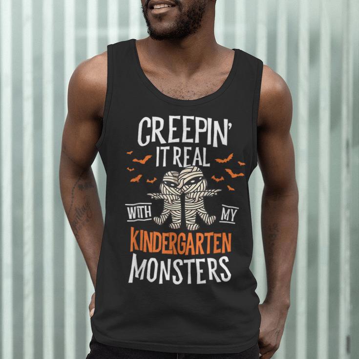 Creepin It Real Kindergarten Monsters Halloween Teacher Men Tank Top, novelty gifts, funny gifts