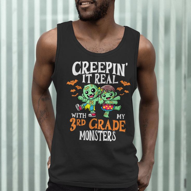Creepin It Real Monster School 3rd Grade Teacher Halloween Men Tank Top, novelty gifts, funny gifts