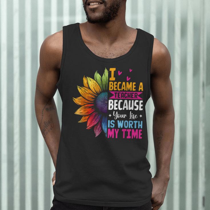 Cute I Became A Teacher Because Your Life Is Worth My Time Men Tank Top, novelty gifts, funny gifts