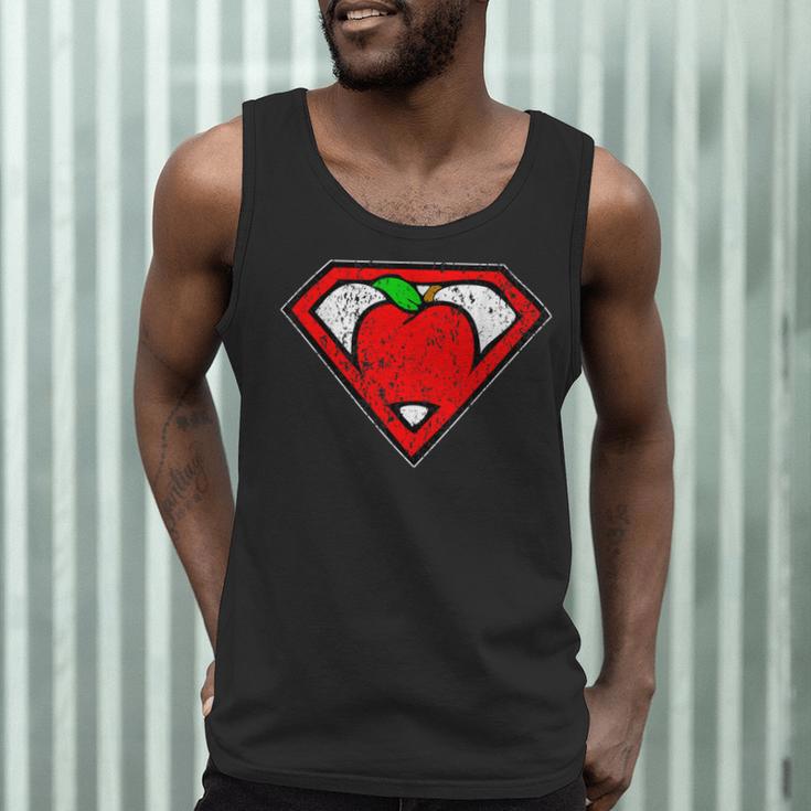 Cute Distressed Super Teacher Superhero Apple Shirt Men Tank Top, novelty gifts, funny gifts
